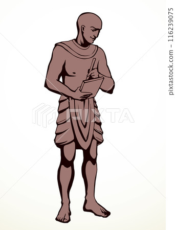 Vector drawing. Egyptian male servant Vector drawing. Egyptian male servant 116239075