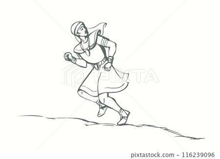 Vector drawing. Egyptian runs looking back 116239096