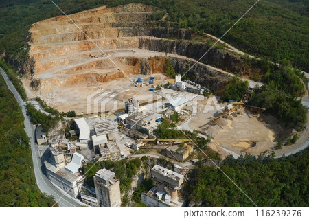 Stone mine quarry drone aerial view 116239276