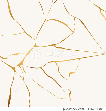 Kintsugi gold simple break lines, asian geaometric crackle. Surface with crack print, effect. Moderm cover golden broken texture. Kintsugi gold simple break lines, asian geaometric crackle. Surface with crack print, effect. Moderm cover golden broken texture. 116239385