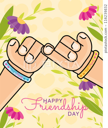 Friendship day Children hands Pinkie promise Vector illustration 116239832