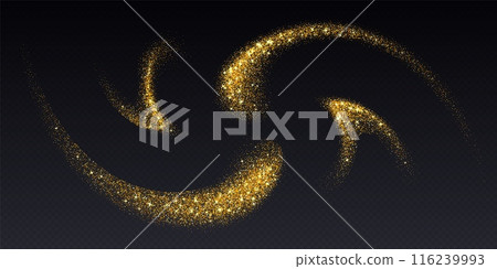 Golden glitter splash, shiny star dust explosion, shimmer spray effect, festive holiday particles 116239993