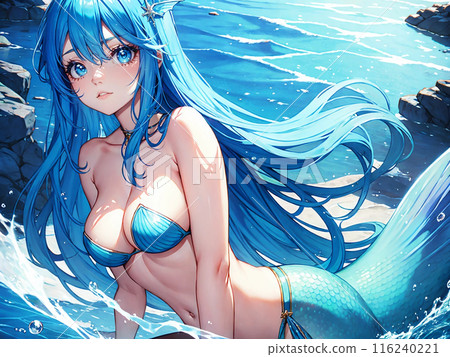 Mermaid in the blue sea 116240221