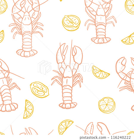 Lobster and lemon seamless pattern 116240222