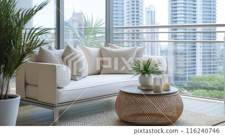 陽台客廳植物背景沙發建築公寓城市 116240746