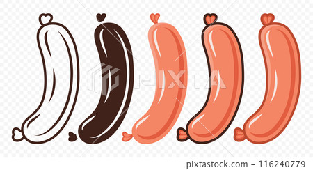 Vector Sausage Icon Set. Cartoon Sausage Symbol, Isolated. Sausages Flat Vector Illustration Vector Sausage Icon Set. Cartoon Sausage Symbol, Isolated. Sausages Flat Vector Illustration 116240779
