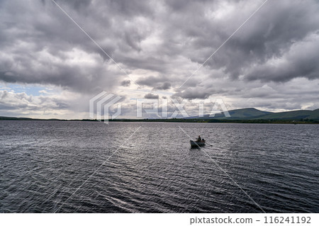 mauntain lake fishing dramatic sky mauntain lake fishing dramatic sky 116241192