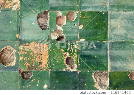 Colorful mosaic tiles on the wall. Abstract background and texture for design. Colorful tile bathroom wall texture, old vintage kitchen floor background Colorful mosaic tiles on the wall. Abstract background and texture for design. Colorful tile bathroom wall texture, old vintage kitchen floor background 116241403
