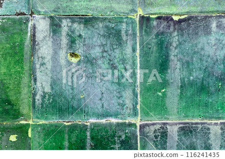 Colorful mosaic tiles on the wall. Abstract background and texture for design. Colorful tile bathroom wall texture, old vintage kitchen floor background 116241435