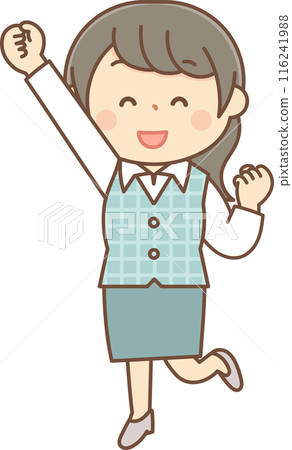 Full body of a female office worker in a cheerful pose 116241988