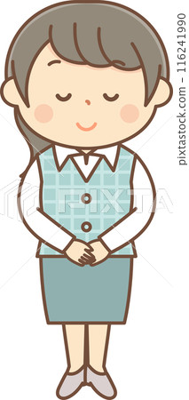 Full body of a female office worker bowing 116241990