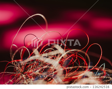 Chaotically tangled threads. Embroidery threads randomly woven. Huge knot. Extreme macro. Beautiful story for intro. Title credits. Abstract screensaver. Handicraft concept, entropy, disorder measure Chaotically tangled threads. Embroidery threads randomly woven. Huge knot. Extreme macro. Beautiful story for intro. Title credits. Abstract screensaver. Handicraft concept, entropy, disorder measure 116242516
