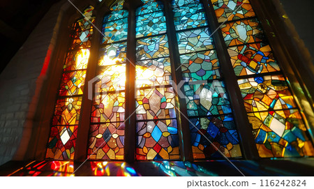 Bright stained glass 116242824