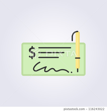 flat paycheck banknote icon logo vector illustration design flat paycheck banknote icon logo vector illustration design 116243022
