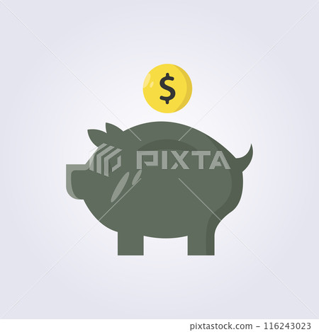 flat piggybank icon logo vector illustration design, piggy money saver icon flat piggybank icon logo vector illustration design, piggy money saver icon 116243023