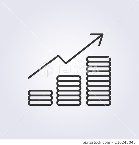 line art gold coins bar chart financial graph icon logo vector illustration design line art gold coins bar chart financial graph icon logo vector illustration design 116243045