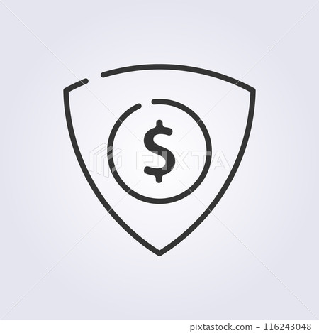 line art money shield protection icon logo vector illustration design line art money shield protection icon logo vector illustration design 116243048