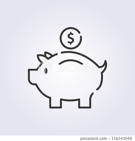 line art piggybank icon logo vector illustration design, piggy money saver icon line art piggybank icon logo vector illustration design, piggy money saver icon 116243049