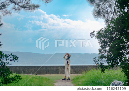 Young woman enjoying the sea 116243109