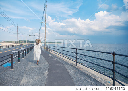 享受大海的年輕女子 享受大海的年輕女子 116243150