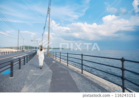 享受大海的年輕女子 享受大海的年輕女子 116243151