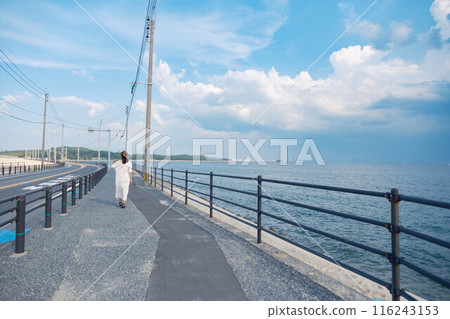 享受大海的年輕女子 享受大海的年輕女子 116243153