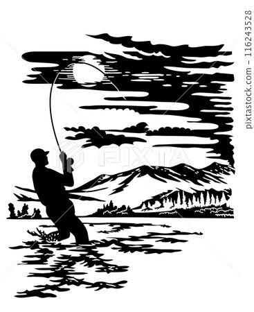 Angler Fly Fishing in Madison River Yellowstone National Park Mo 116243528