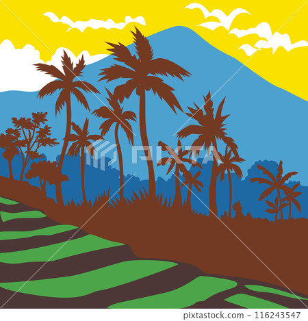 Tegallalang Rice Terrace in Ubud Bali Indonesia WPA Poster Art 116243547