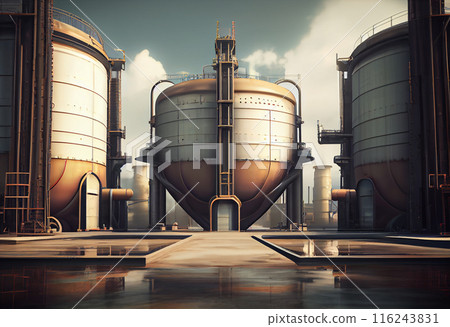 Big industrial oil tanks in a refinery base. industrial plant 116243831