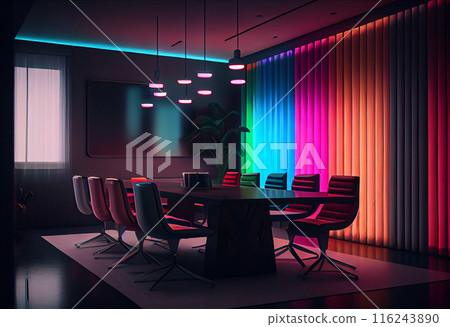 Luxurious modern meeting room with colorful lights 116243890