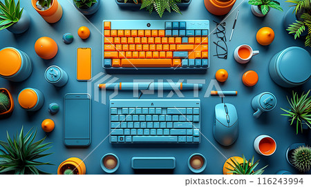 Modern Online Reputation Management Strategy in Flat Design - Top View 3D Render with Complementary Color Scheme Modern Online Reputation Management Strategy in Flat Design - Top View 3D Render with Complementary Color Scheme 116243994