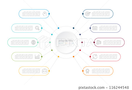 Infographic 10 options design elements for your business data. Vector Illustration. Infographic 10 options design elements for your business data. Vector Illustration. 116244548