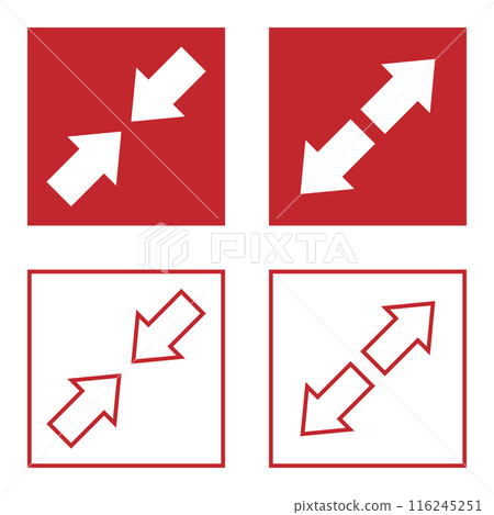 Zoom in and out icon red 116245251