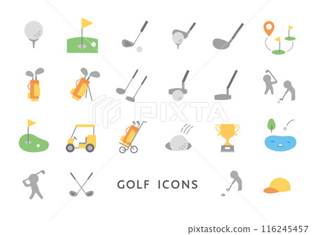 Golf related icon set (flat) 116245457