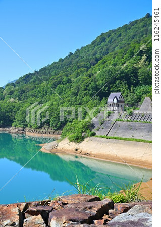 Futago Dam, emerald green Futago Dam Lake, Yuzawa Town Futago Dam, emerald green Futago Dam Lake, Yuzawa Town 116245461