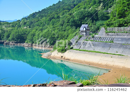 Futago Dam, emerald green Futago Dam Lake, Yuzawa Town Futago Dam, emerald green Futago Dam Lake, Yuzawa Town 116245462