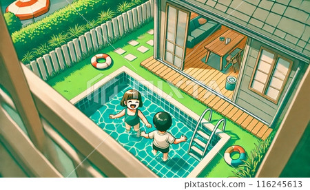 Kids playing in the pool-1 116245613