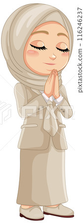 Muslim Girl in Prayer Pose 116246237