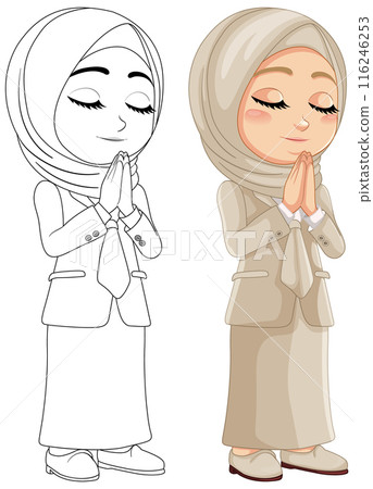 Muslim Girl in Prayer Pose Muslim Girl in Prayer Pose 116246253