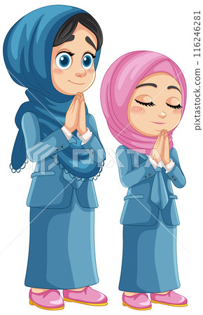 Muslim Girls in Prayer 116246281