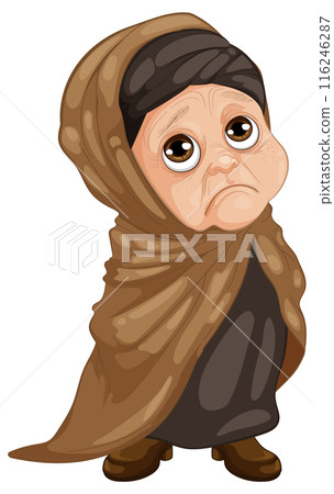 Sad Elderly Woman in Shawl 116246287