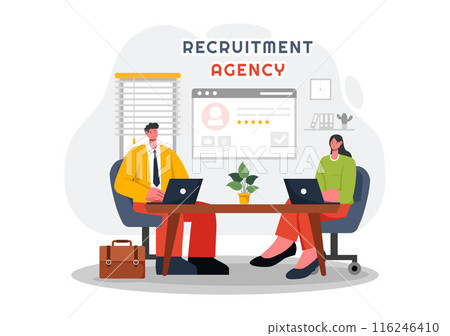Recruitment Agency Vector Illustration with Managers Selecting Candidates for Job Positions in a Flat Style Cartoon Background 116246410