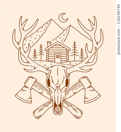 deer skull line art illustration 116246746