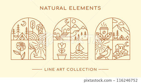 natural elements line art design collection natural elements line art design collection 116246752