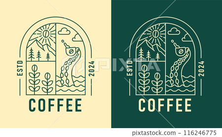 line art natural coffee in the shape of window design line art natural coffee in the shape of window design 116246775
