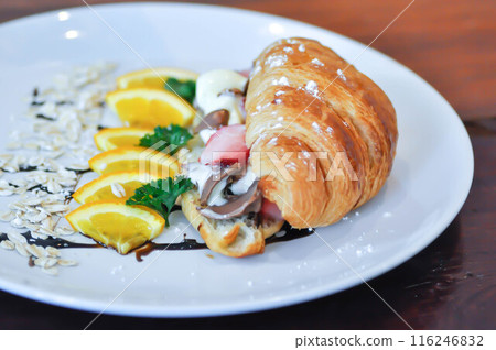 ice cream stuffed croissant or croissant with ice cream stuffed or Vanilla Custard Filled Croissant ice cream stuffed croissant or croissant with ice cream stuffed or Vanilla Custard Filled Croissant 116246832
