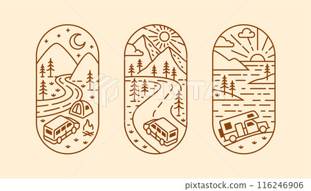 beautiful nature line art illustration vector 116246906