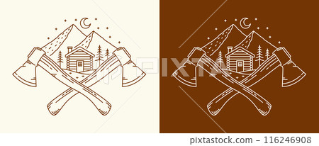 mountains and axes line art illustration 116246908