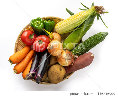 五顏六色的蔬菜配料白色背景 116246909