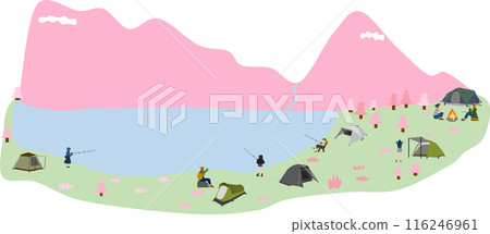 Spring campsite illustration 116246961